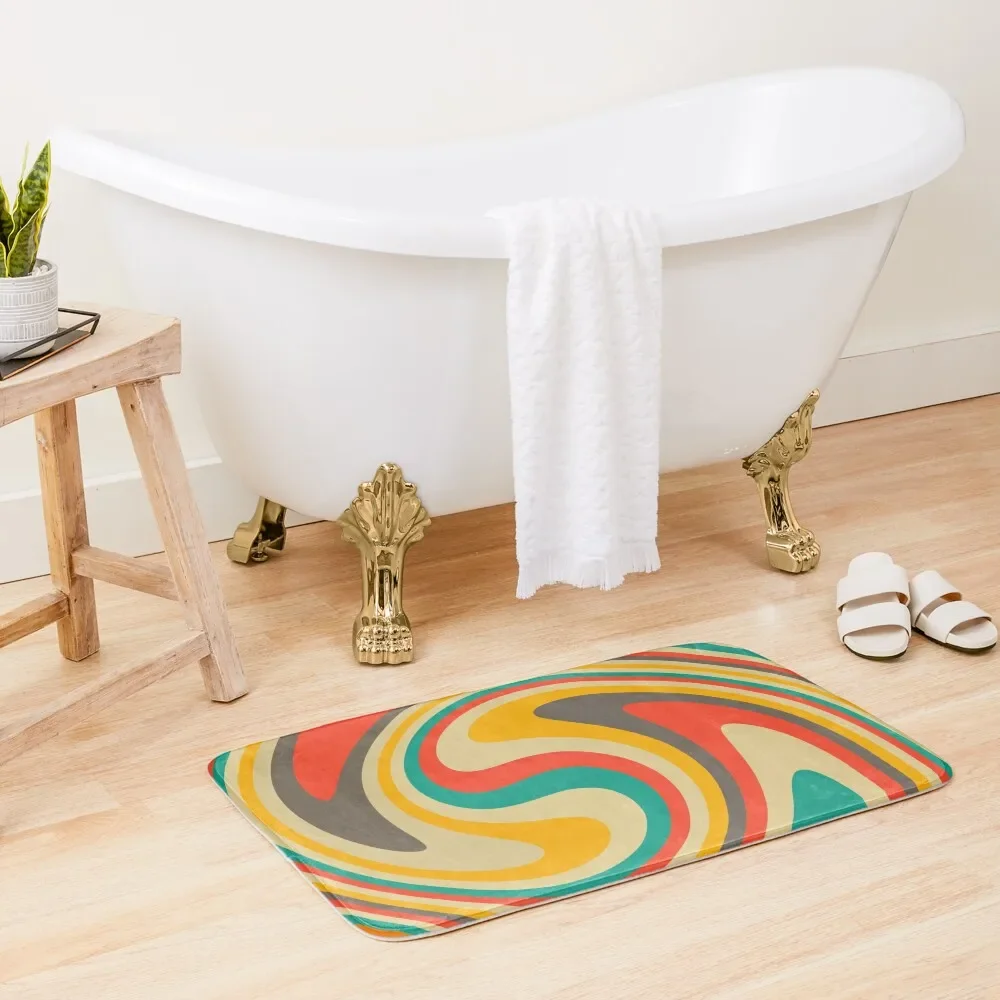 

Retro Swirl | 70s colors abstract Bath Mat Kitchens Anti-Slip Carpet Mat
