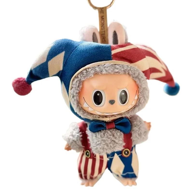 Set di abbigliamento da clown per Labubu 1a 2a 3a generazione 10 cm Vestiti per bambole Cambiando costume da clown con cappello Accessori per abiti da bambola