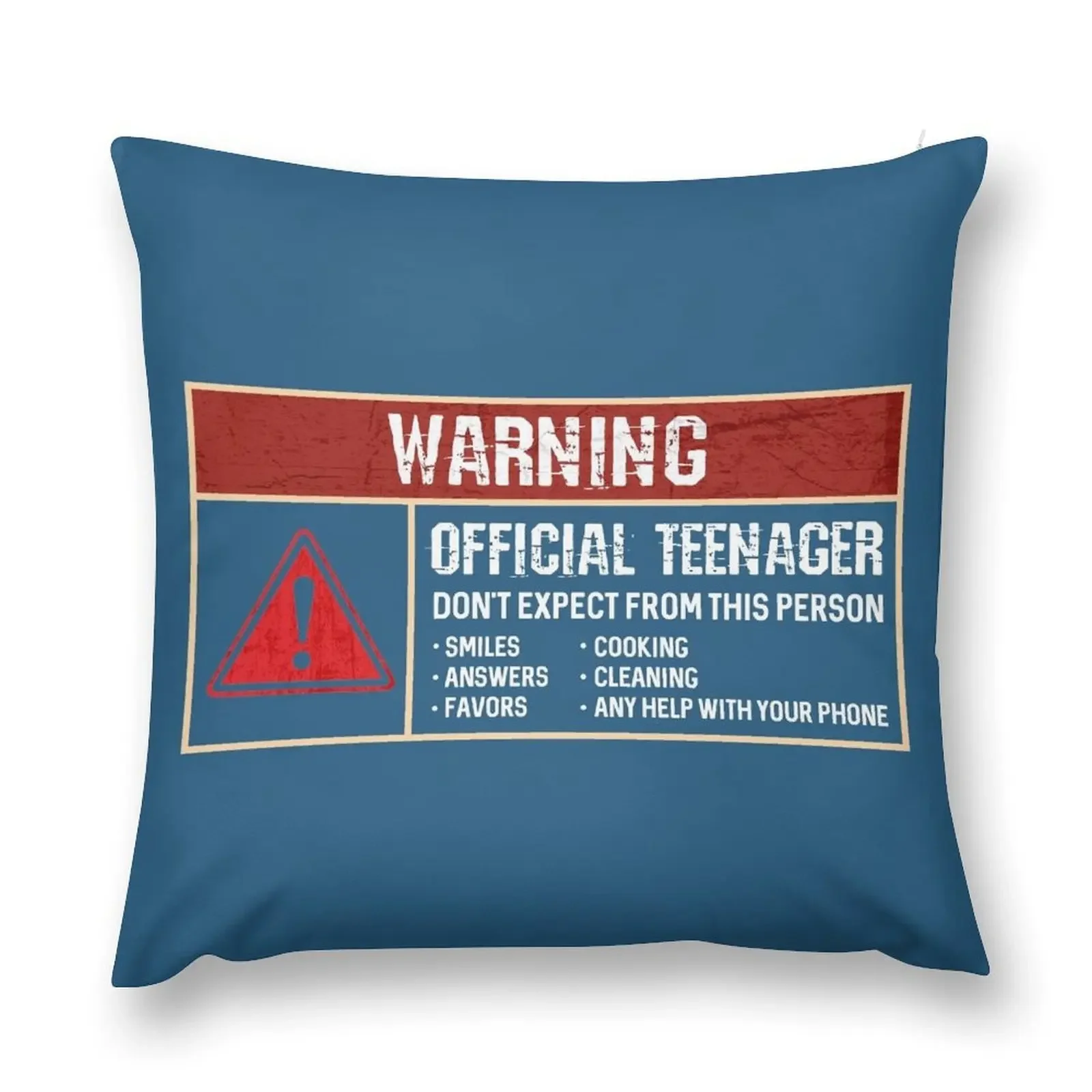 

Warning Sign It's Official Teenager Funny Humor 13th Birthday Gifts for teens daughter son turning 13 years old Throw Pillow