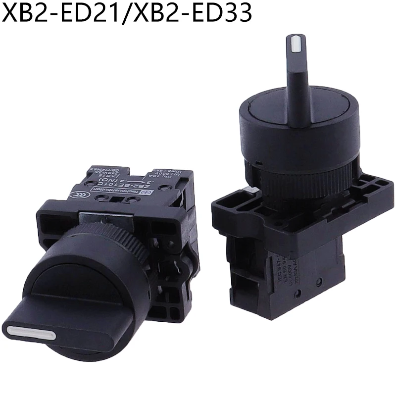 

22mm XB2-ED21 XB2-ED33 Self-locking/Latching Knob Switch 10A/600V 2 Position 3 Position Select Button Switch