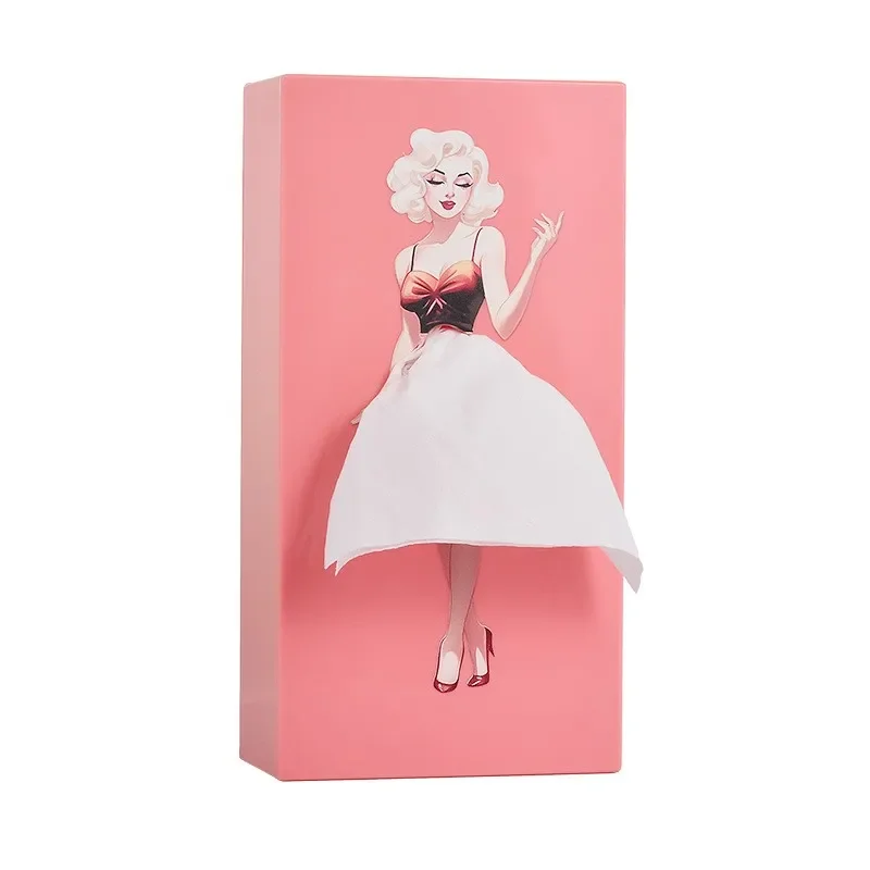 Leuke Cartoon Anime Meisje Tissue Box Vliegende Rok Ontwerp Gezwollen Rok Tissue Houder Decoratieve Desktop Ornamenten voor Thuis