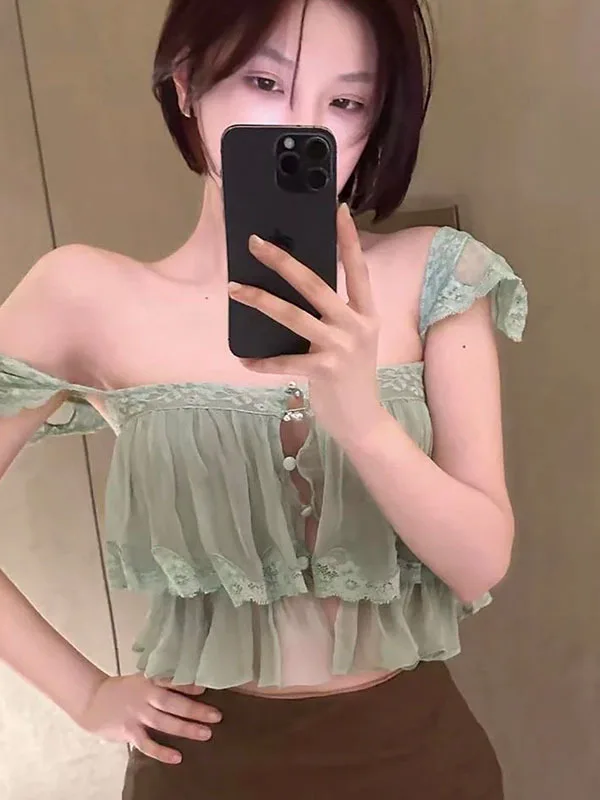 Elegant Summer Women's Sleeveless Vest Fashionable Design Beautiful Top Small Shirt Square Collar Short Length Single Button