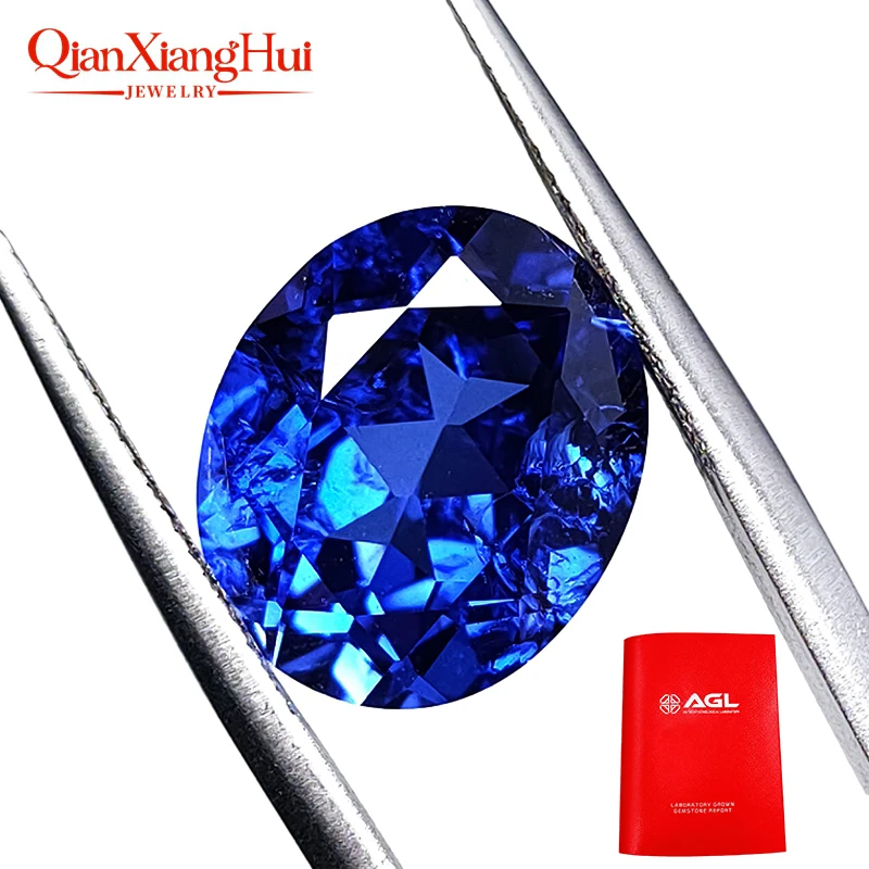 Oval Shape Natural Cut Artificial Lab Created Sapphire Cornflower Blue Color Including Minor Cracks Inclusions Loose Gem Stone