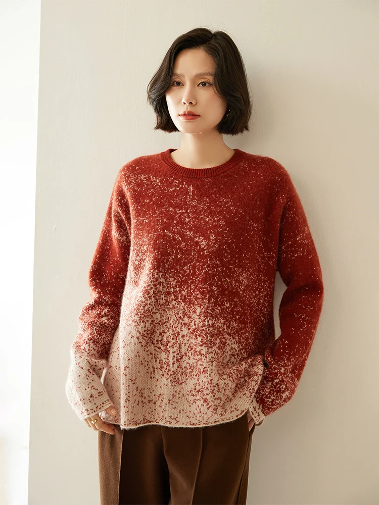 2025 Autumn Winter Women's 100% Cashmere Sweater O-neck Long Sleeve Pullover Base Cashmere Knitwear Soft Warm Comfy Clothing