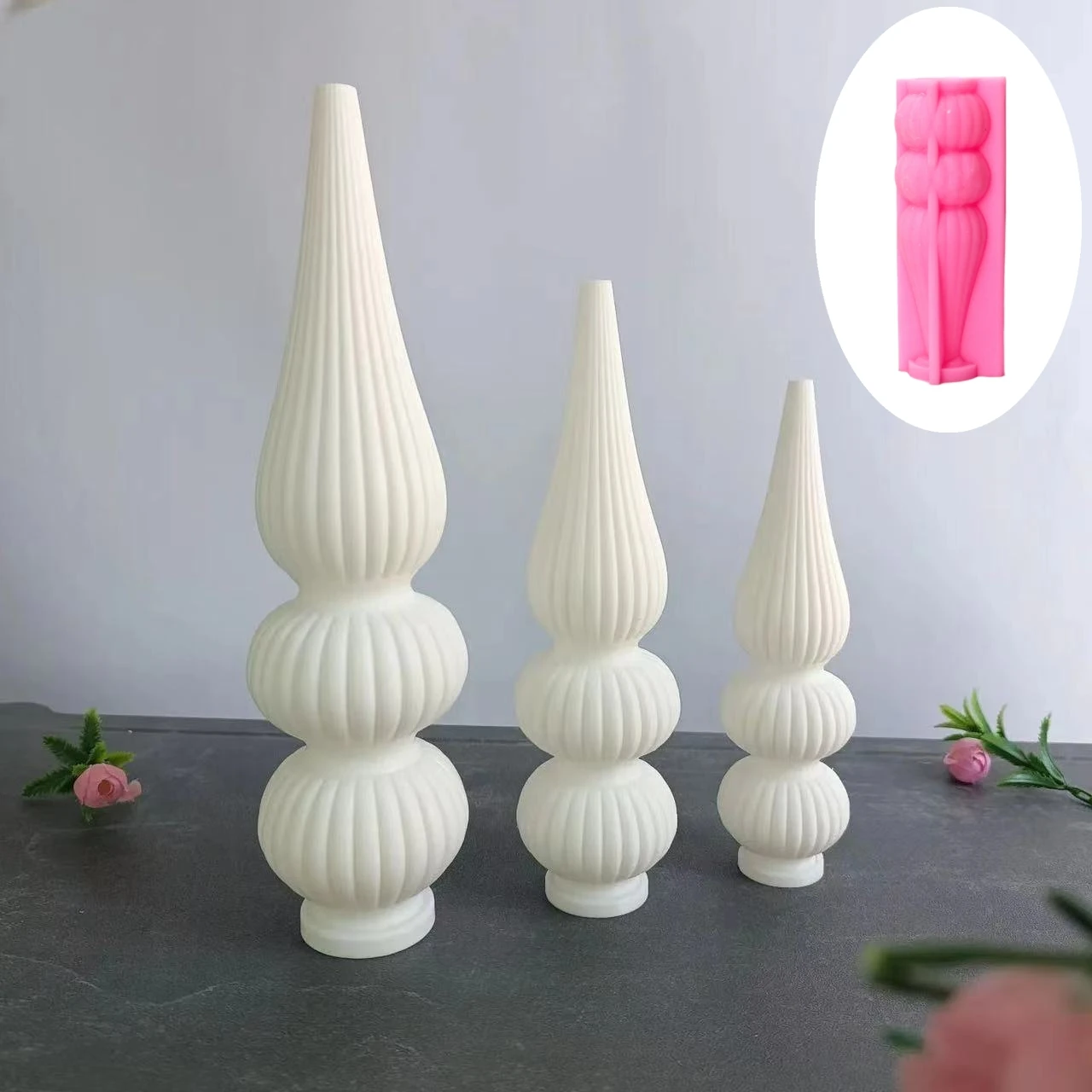 DIY 3 layer Christmas tree candle silicone mold vase shape striped cylindrical candle mould gypsum molds Christmas gift