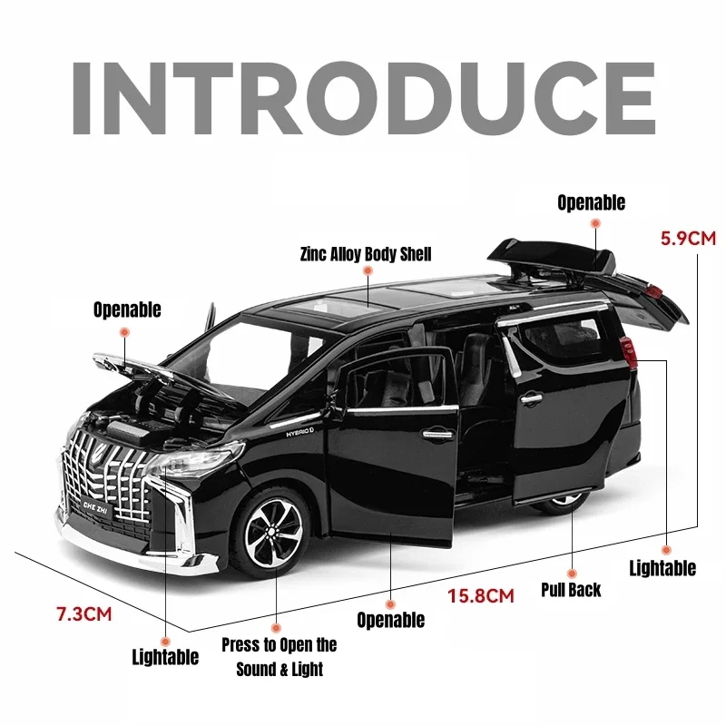 

1/32 TOYOTA Alphard MPV автомобиль игрушечный для детей литой под давлением модель фургона миниатюрный откат звук и свет коллекция подарок для мальчика