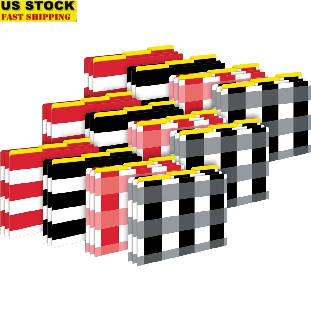 

Buffalo Plaid Wide Stripes Letter Size File Folders Multi Design Set 36 Pieces Reversible Colorful Organizing Storage Solutions