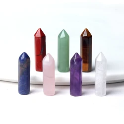 7Pcs Crystal Point Tower Wand Natural Stone Chakra Healing Rose Quartz Hexagonal Prisms Energy Column Jewelry Home Ornament