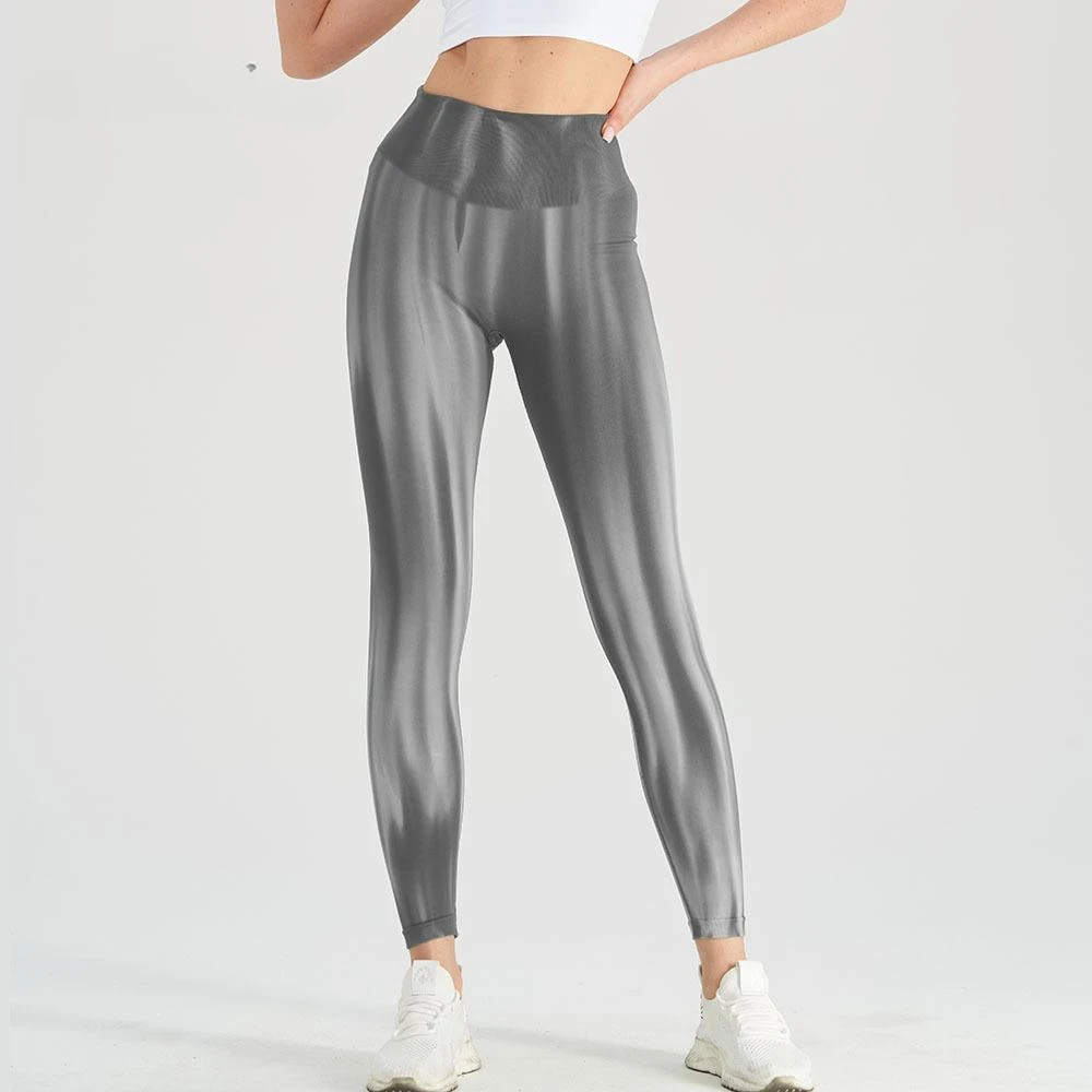 Mallas deportivas elásticas para mujer, pantalones para correr, cintura alta, gradiente, Sexy, para gimnasio