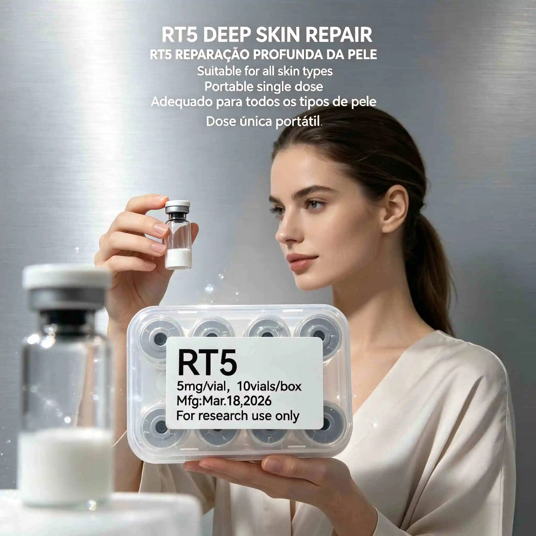 (Random Cap Colors) High-Quality Lyophilized Powder 10 Vials/1Box Repair Skin Wrinkle Freeze Dried Powder，nti acne，white skin