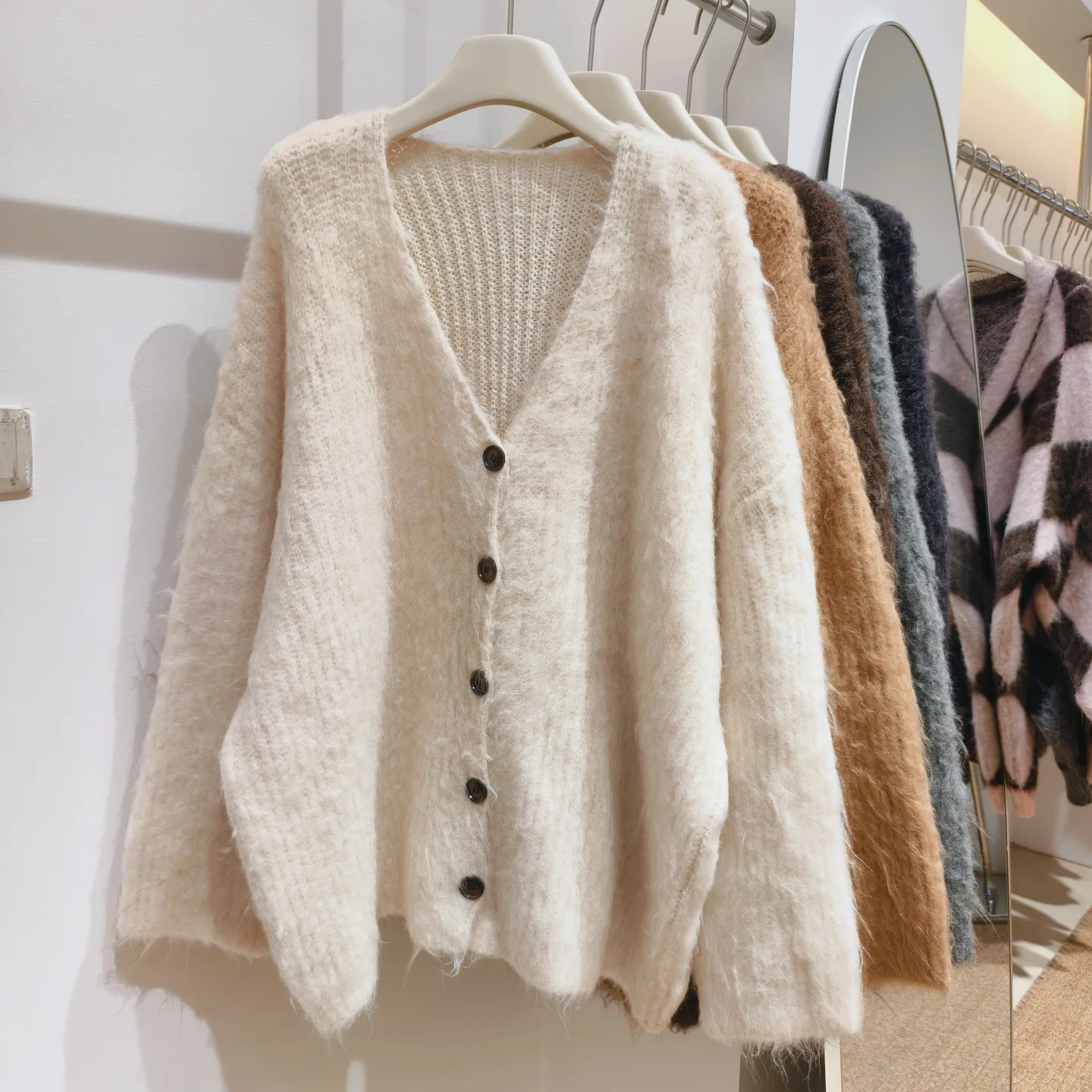

2025 Autumn French Lazy Sweater Cardigan Coat Women Korean Fashion Casual Long Sleeve Knitted Top Knitwear Outerwear Pull Femme
