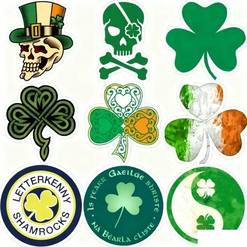 Irlanda bandeira emblema sorte trevo crânio adesivos pára-choques motocicleta carro caminhão bicicleta capacete de parede fora de estrada mesa decalqu