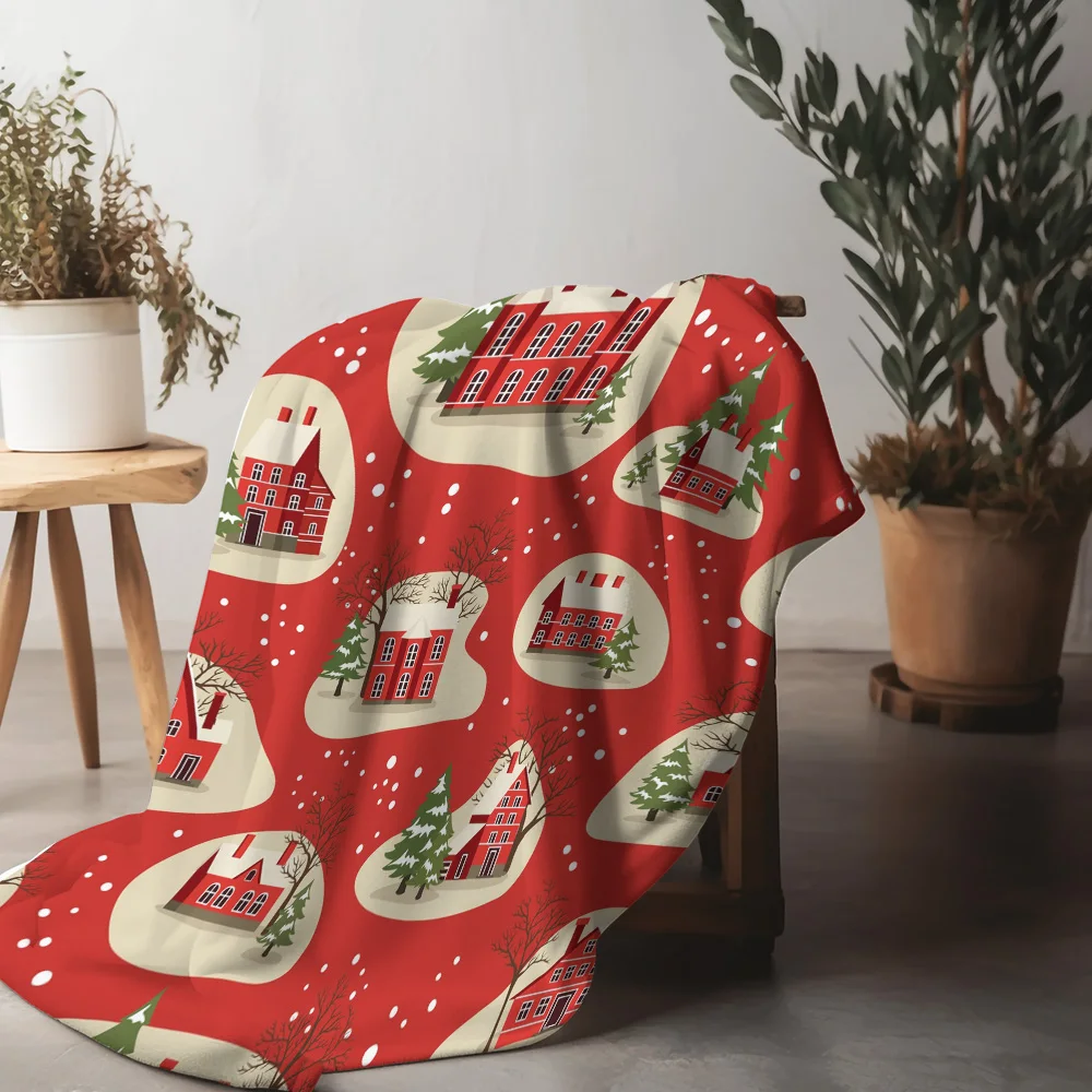 TU Cozy Throw Blanket Winter Snowflake Forest Landscape Reversible Flannel Fleece Soft Warm Decorative Bedspread Home Decor Gift