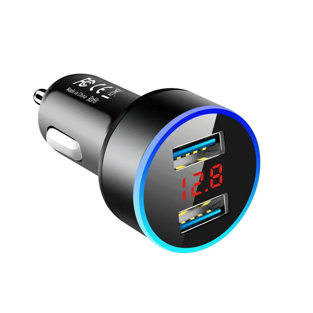 

3.1A Dual USB Car Charger 2 Ports LED Display Universal Mobile Phone Vehicle Chargers Fast Charging Adapter