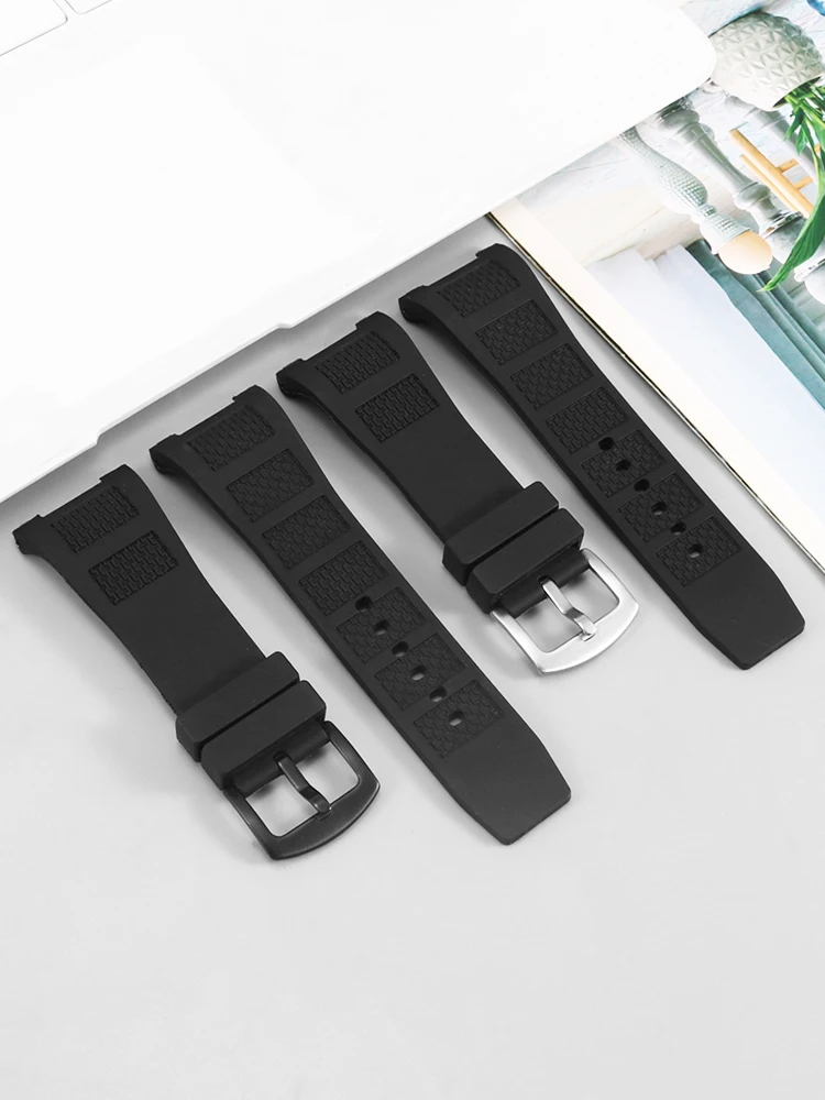 ENXI  Notched Rubber Watchband Suitable for IWC IW322503/IW323602/IW376501 Men's Silicone Replacement Strap