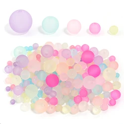 30-100Pcs/Lot Frosted Acrylic Beads Spacer Loose Beads Drilled Hole For DIY Crafts Ornament Making Clothing Sewing Accessories