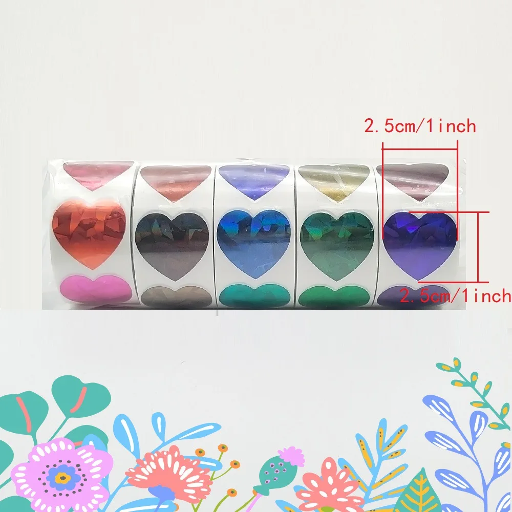5 Roll Holographic Reward Stickers Self-adhesive Adhesive Album Decoration Foil Star Heart Flower Round Dot Ren Stickers