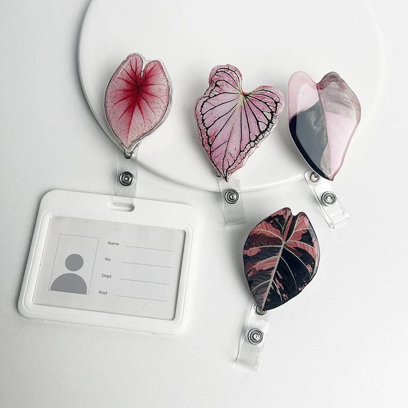 New style Tropical plant leaf Retractable Badge Holder Reel Exhibition Enfermera Student Boy Name Card Girl Use Chest Card