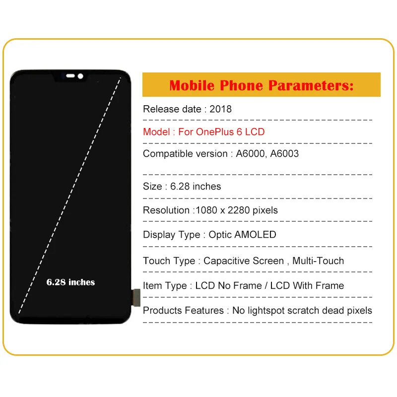 Imagem -06 - Original Lcd Touch Screen Digitizer Display Substituição Peças de Montagem com Moldura Fit para Oneplus A6000 A6003