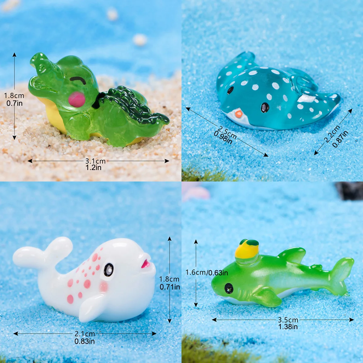 Lot De 12 Figurines Animaux Marins En Résine – Requin, Baleine, Dauphin, Etc. – Pour Aquarium, Maison De Poupée, Déco Micro-paysage