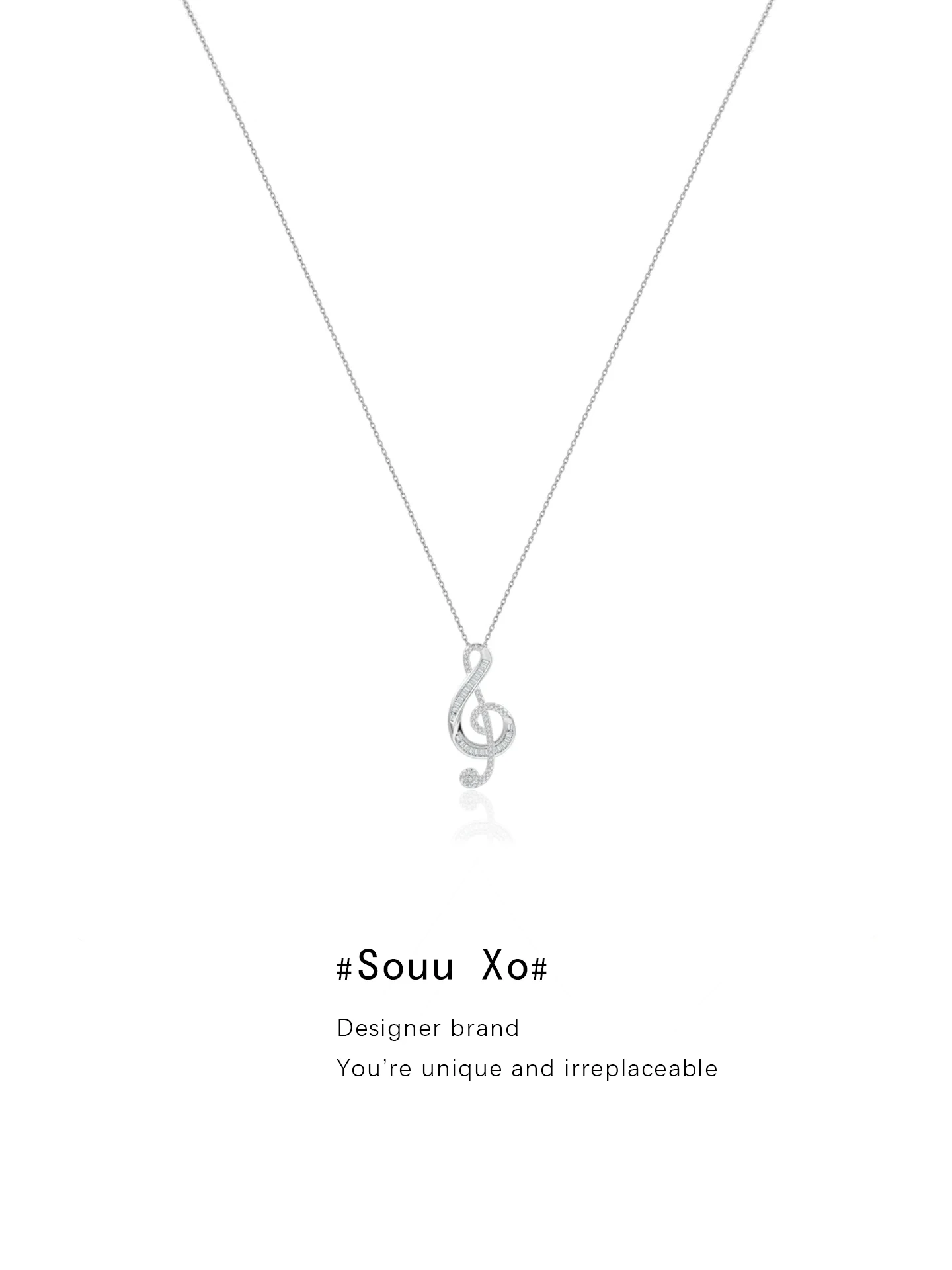 pure-silver-diamond-embedded-necklace-women's-fashion-flashing-lockbone-chain-gift-for-girlfriend-out-original-design