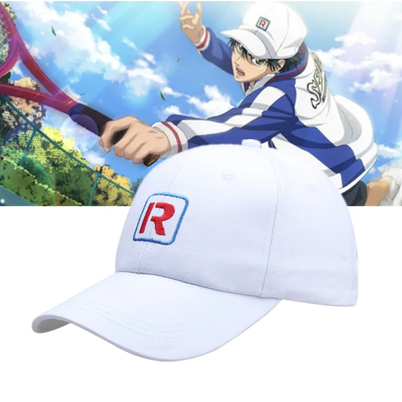 Anime The Prince Of Tennis White Baseball Cap Cosplay Adjustable Hat Ryoma Echizen Cotton Snapback Embroidered Hats