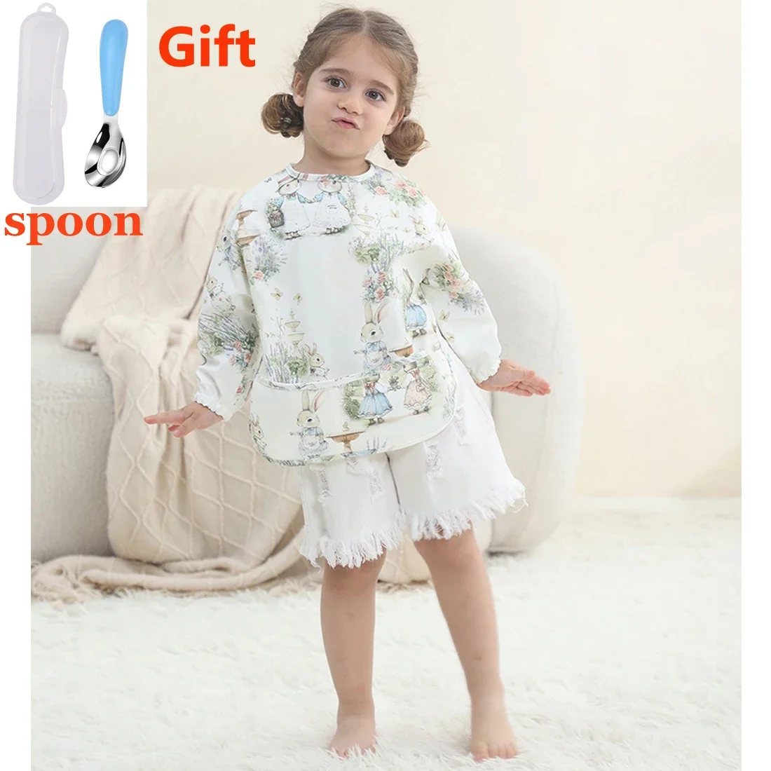 

Infant Eating Clothes 100% PU Baby Bibs Upside-down Waterproof Newborn Apron Reverse Dressing Protective Clothing 0-1Y