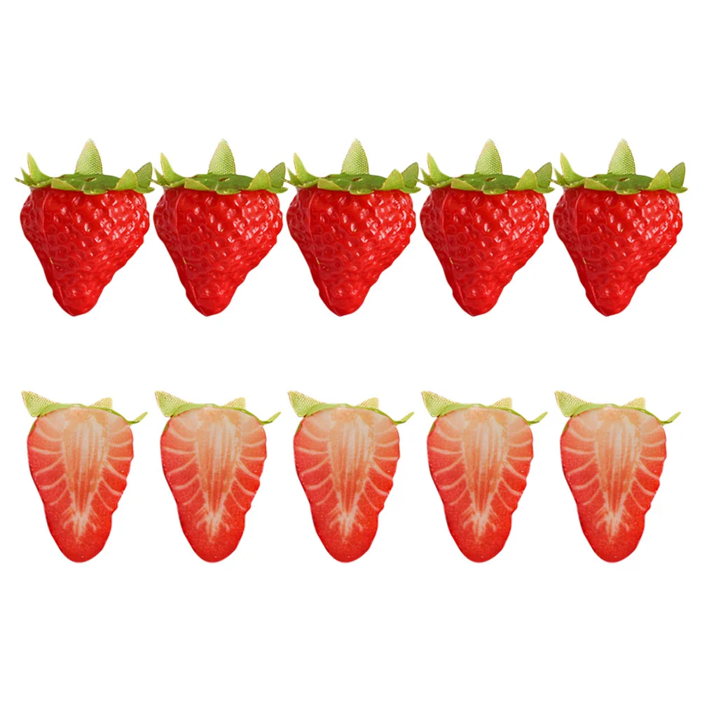 10 Pcs Artificial Strawberry Lifelike Fake Strawberries Window Fruit Decor Decorating Kit Pvc Fruits Toy Ornament