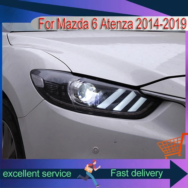 تصفيف السيارة لمازدا 6 Atenza Mazda6 ترقية 2014-2019 رئيس ضوء عالية منخفضة شعاع ترقية DRL LED الملاك العين العارض ملحق