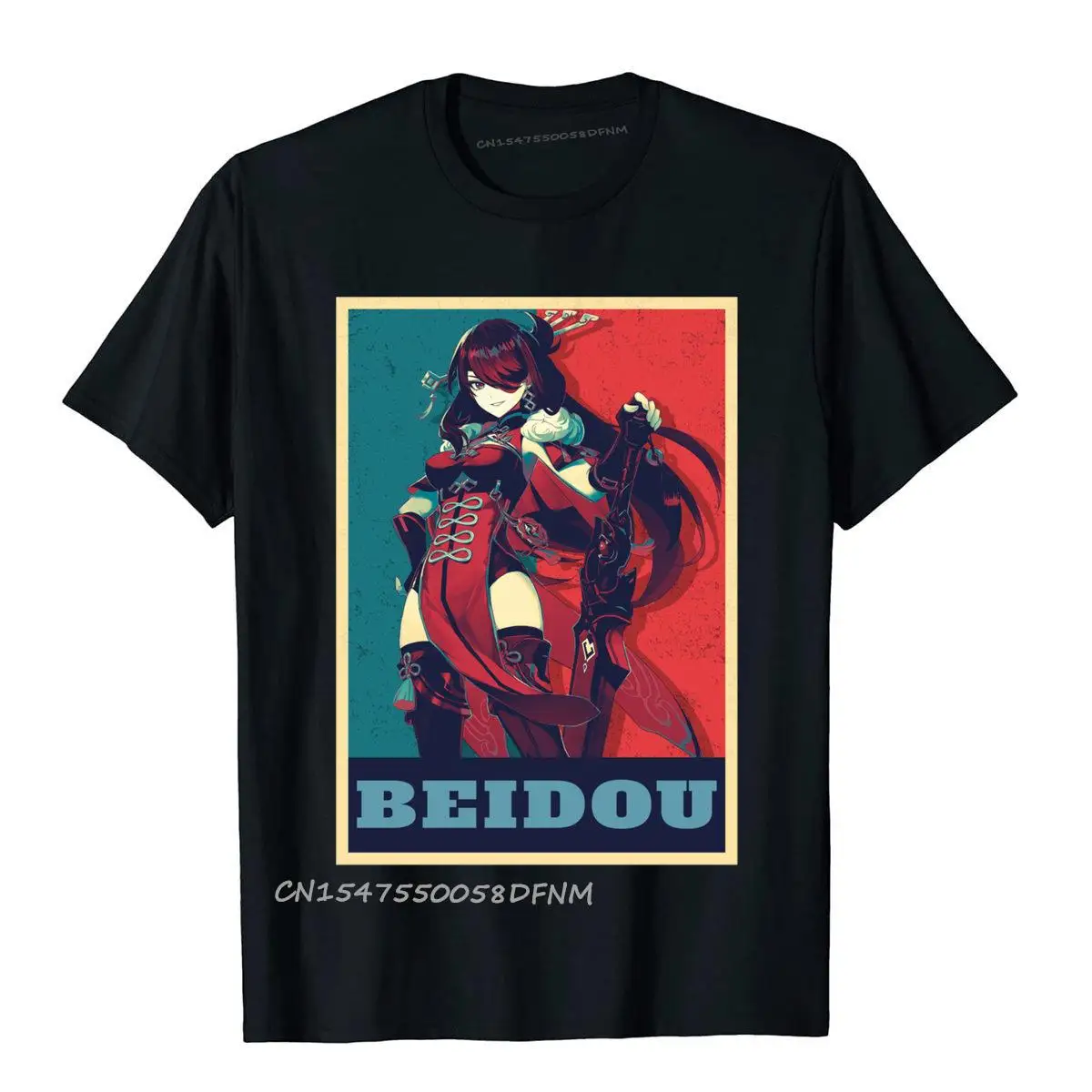 Genshin Impact Beidou Hope Gene Premium Cotton Printing Tops T Shirt Faddish Men's Top T-Shirts Slim Fit