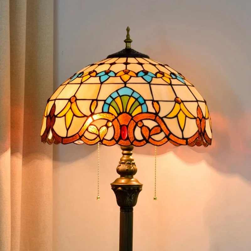 Lámparas de pie Estilo Vintage mediterráneo para decoración del hogar, luz de escritorio de pie para sala de estar, dormitorio, accesorios de iluminación de vidrieras