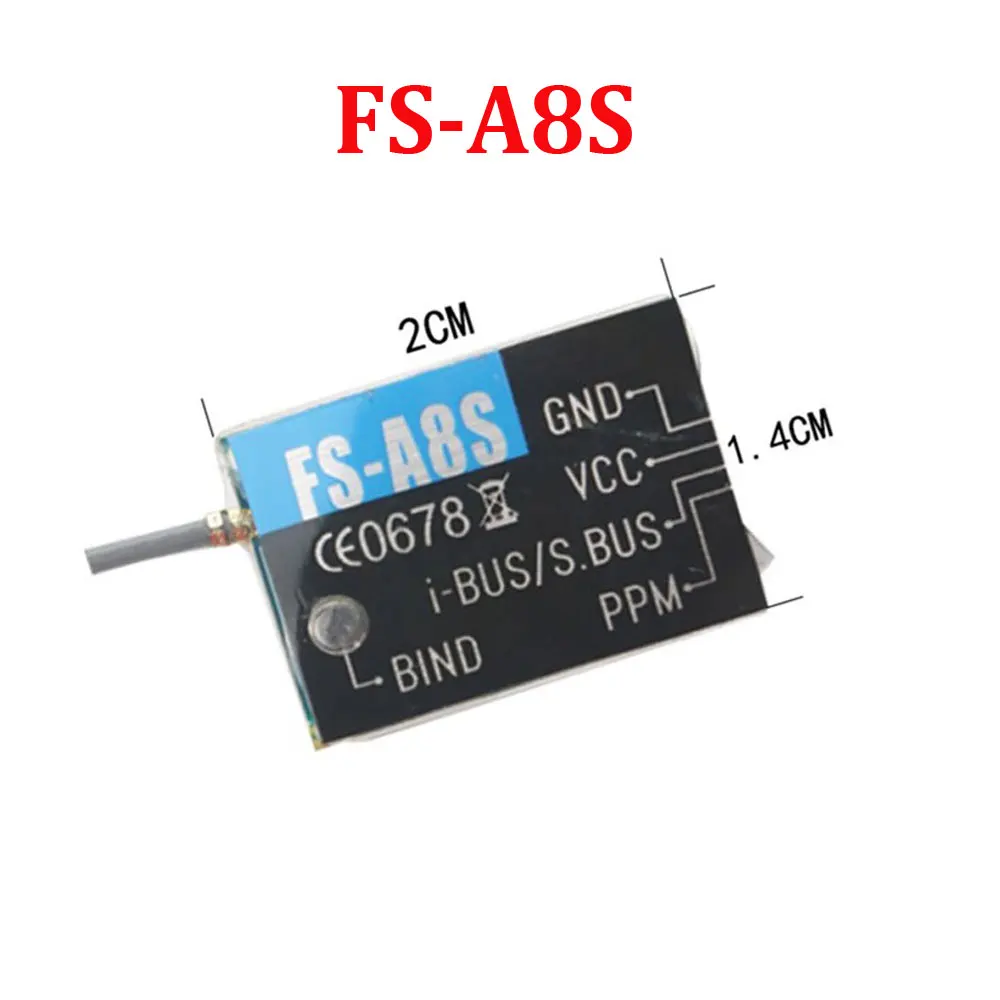 Gucagle Flysky FS A8S 2.4G 8CH Mini récepteur Compact léger Haute sensibilité PPM iBUS SBUS Sortie Compatible avec Les Drones d'avions Multi-Rotor