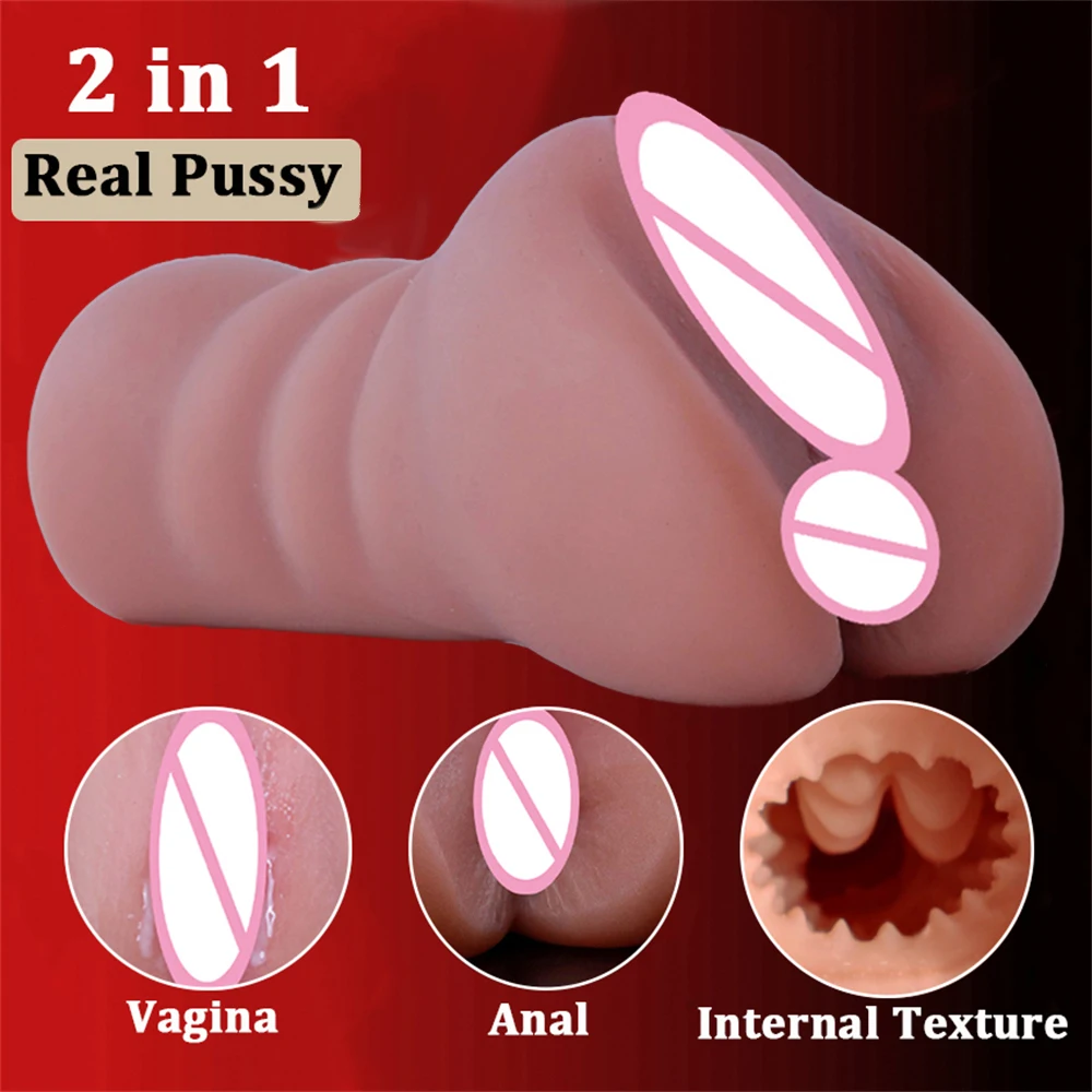 2 IN 1 Sex Toys Masturbation For Men Deep Throat Artificial Real Pussy Oral Male Masturbator Realistic Vagina Adult Pocket Pussy view 2
