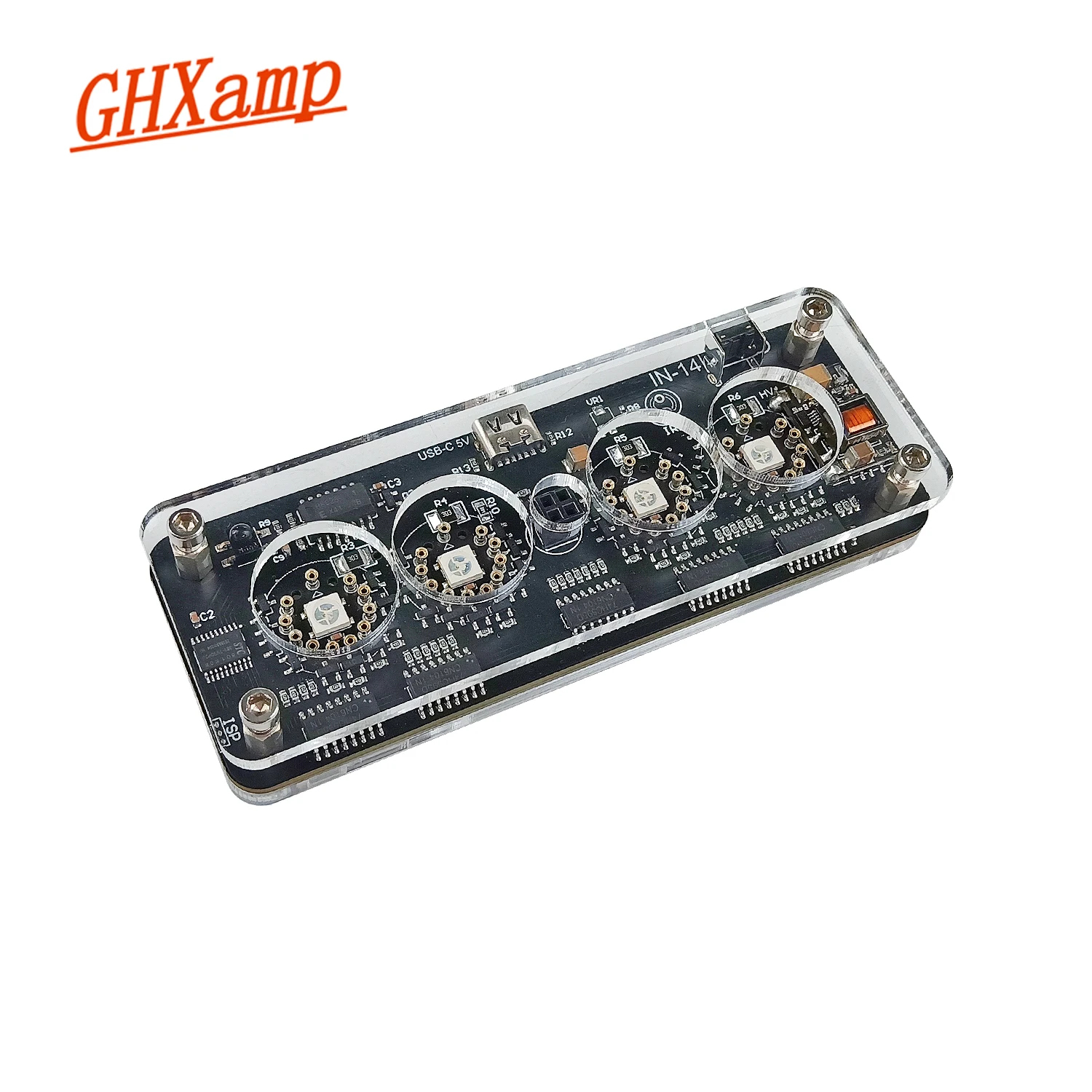 GHXAMP Advanced Edition 4-bit IN-14 Nixie Glow Tube Clock Retro Steampunk Vacuum Tube DIY Audio Amp Colorful ambient light