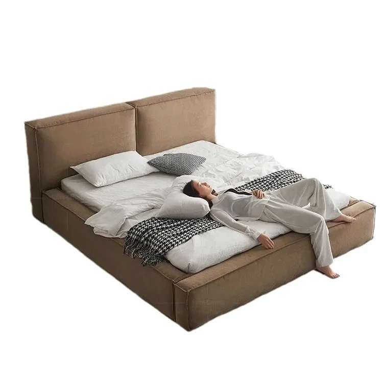 

Italian minimalist bread bed, modern minimalism, master bedroom square double bed