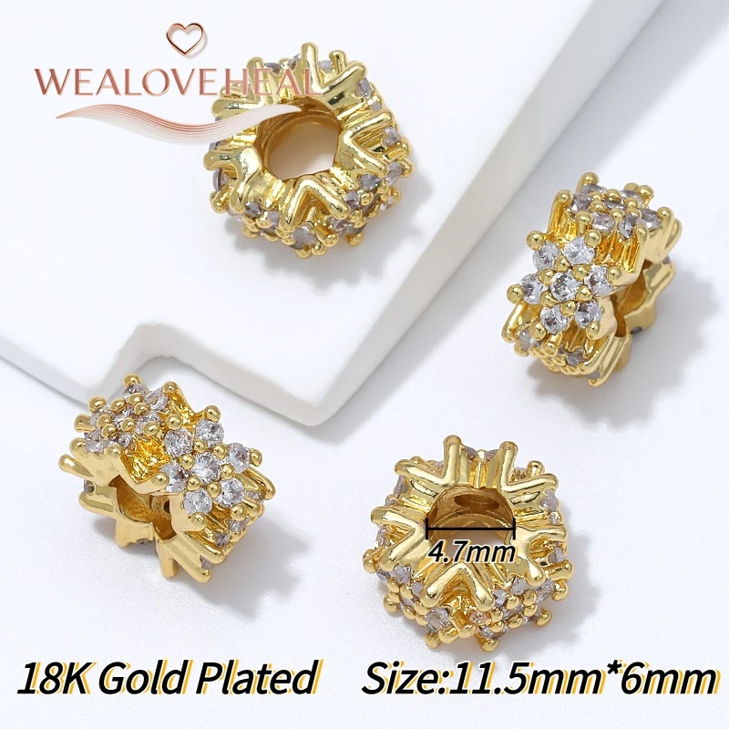 perlen für schmuckherstellung, schmuckherstellung zubehör, 18K vergoldete Messing-Hohlperlen, Olivenperlen-Abstandshalter, mit Zirkonia besetzte Trenner für Perlen, für DIY-Armband-Schmuckherstellungszubehör – Detail 29