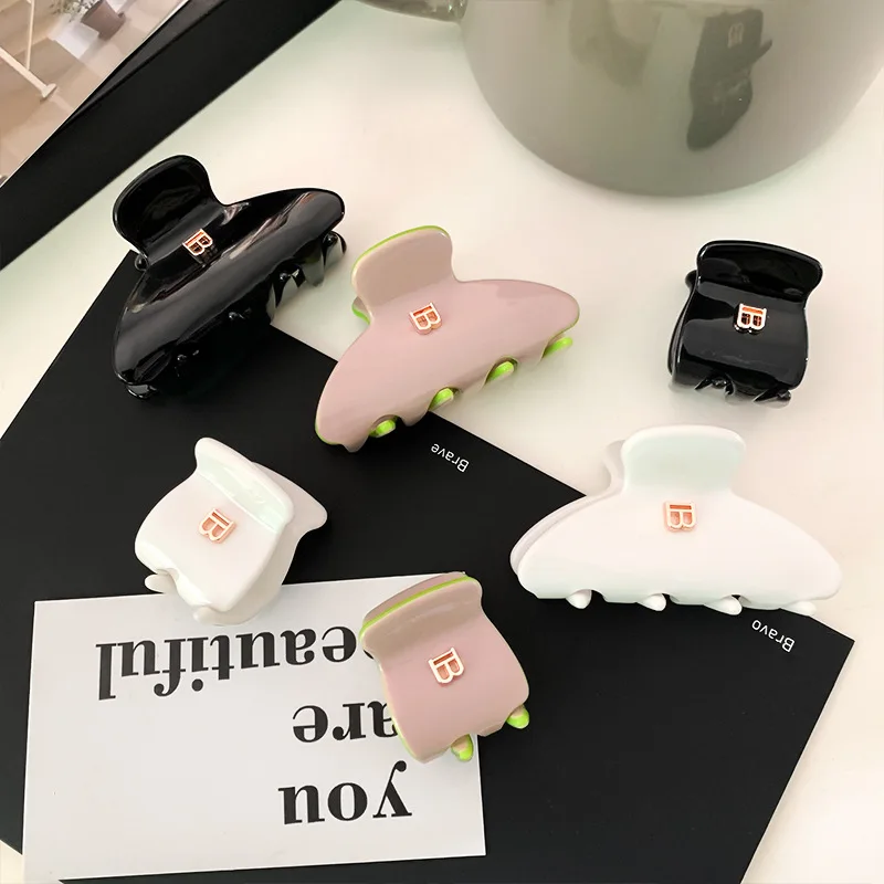 Korean New Fashion Geometric Arc Half Hair Clip Hair Accessories Simple Acetic Acid Shark Clip For Woman Girls