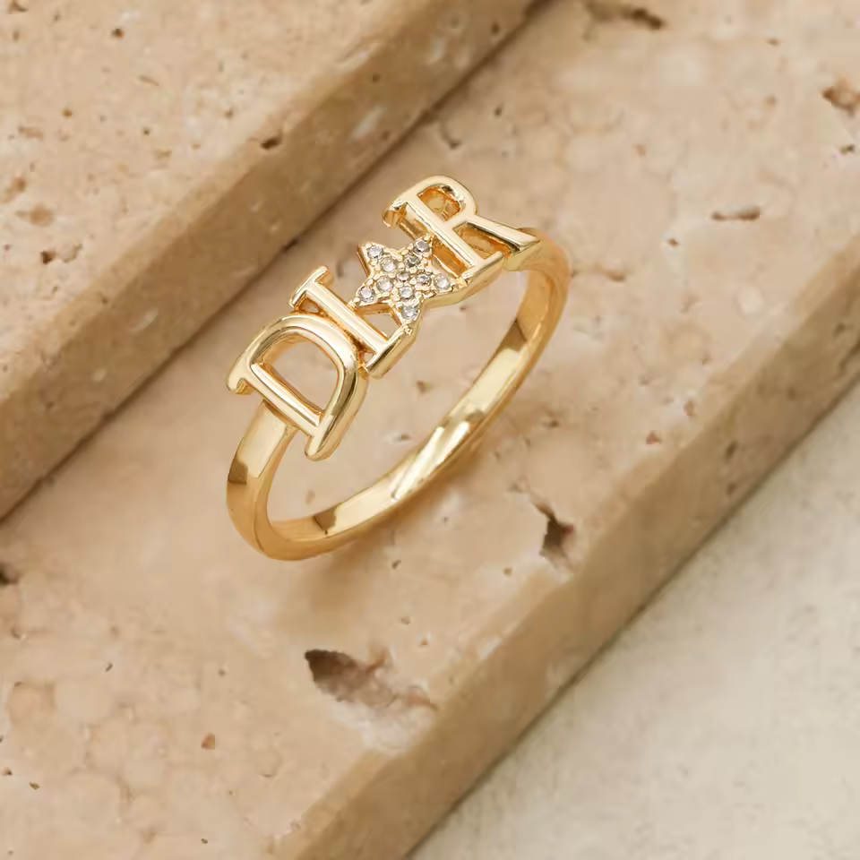 1 Piece New Zircon Letter D Ring for Women Girls Exquisite Fashion Stainless Steel Star Ring Wedding Party Jewelry Gifts - AliExpress 