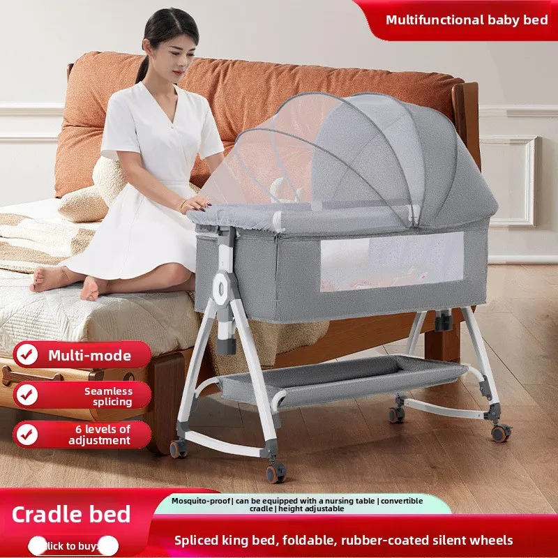 crib newborn bed splicing queen bed baby crib bb children's bed crib multi-functional mobile foldable