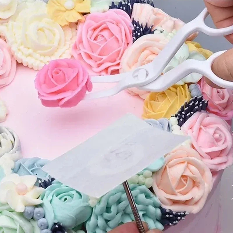 Flower Scissor Cake Tray Tulips Rose Nozzle Nail Dessert Bakeware Kitchen Baking Decor Lifter Fondant Cream Decorating Tool