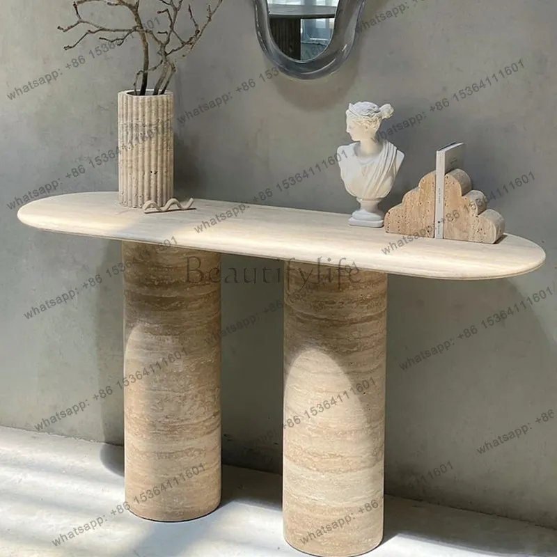 XX. Living room household marble strip case entry door against the wall very narrow entrance desk