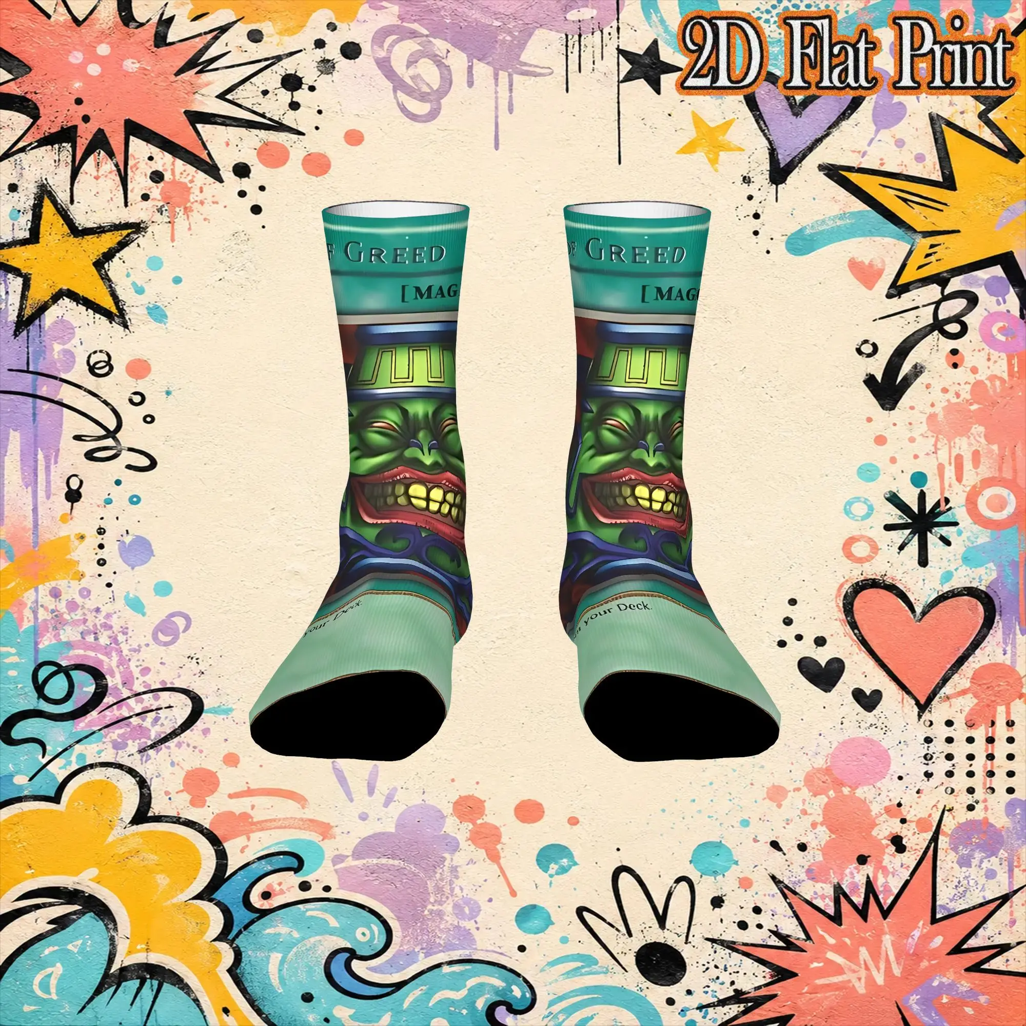 Fashion YU GI OH Card Meme Vintage  Hip Hop Novelty Pattern Crew Crazy Sock Sports Socks