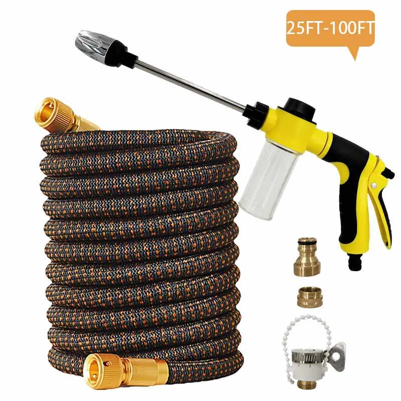 

High-Pressure Water Gun + 25FT-100FT Flexible Magic Hose - Wear-Resistant, Durable & Adjustable Spray for Lawn Irrigation