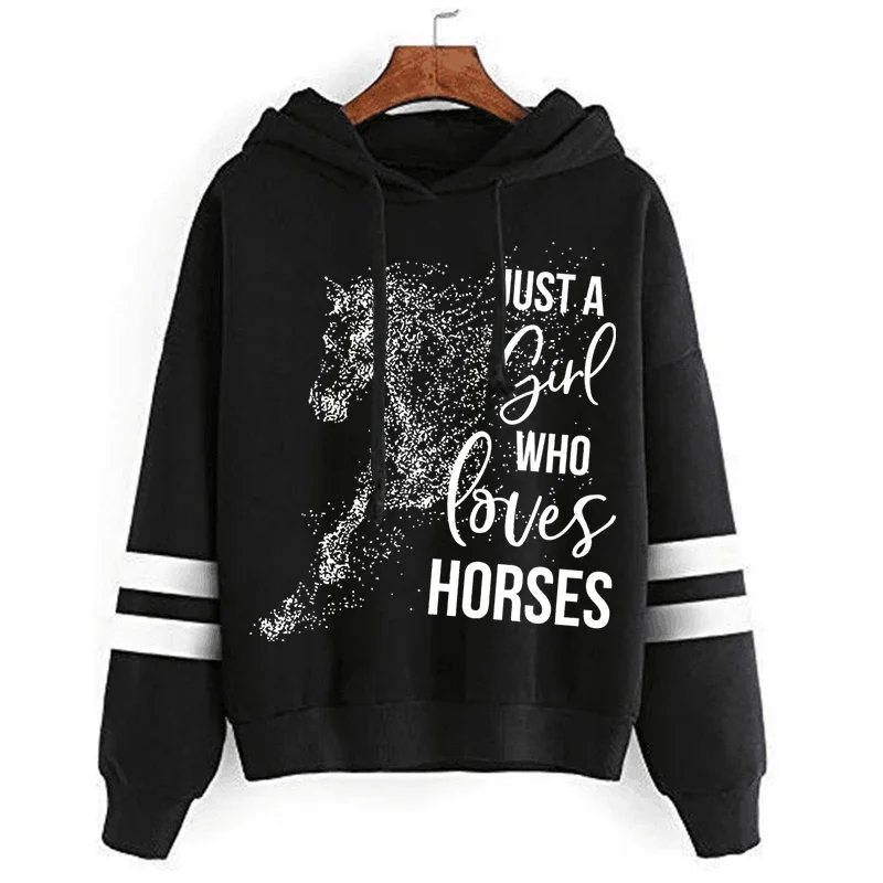 Loves Horses Thick Hoodies Animal Lovers Y2k Sweatshirt Men\'s Oversized Hoodie Ulzzang Women Clothing 2023 New Spring Kpop Hoody