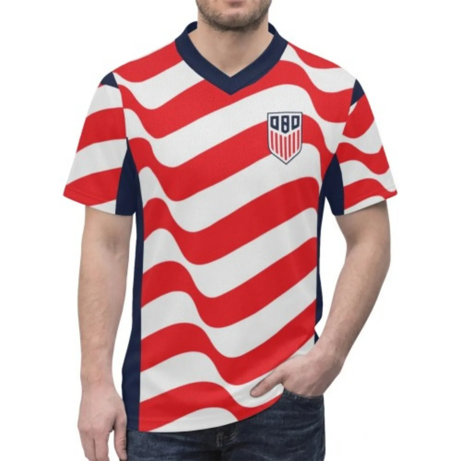 

Personalized USA Edition Men's Jersey | Handcrafted V-Neck Team Uniform for Soccer & Training