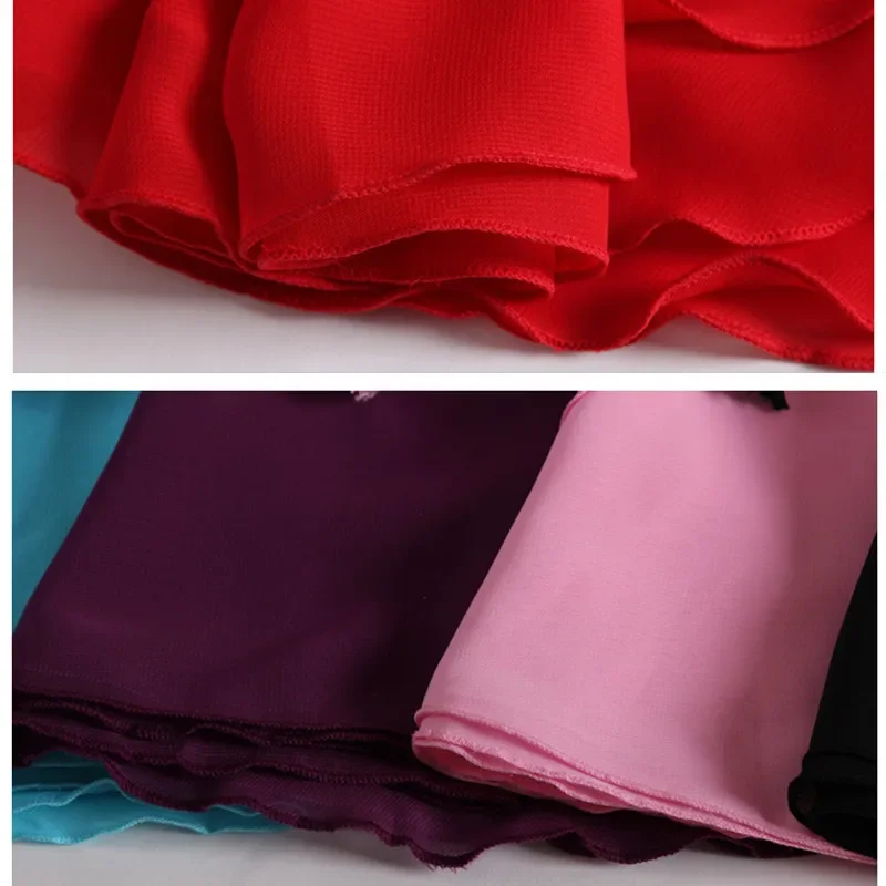 Vestido de baile tutu chiffon para crianças, traje de dança, skate wrap, cachecol, saia para crianças, menina, 15 cores disponíveis, novo, 2024