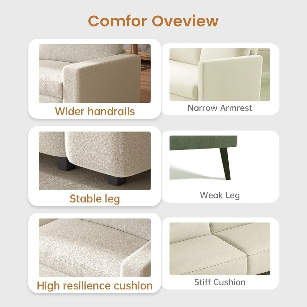 Удобный 2-местный двухместный диван с глубокими сидениями, толстыми подушками и подлокотниками для современной домашней гостиной