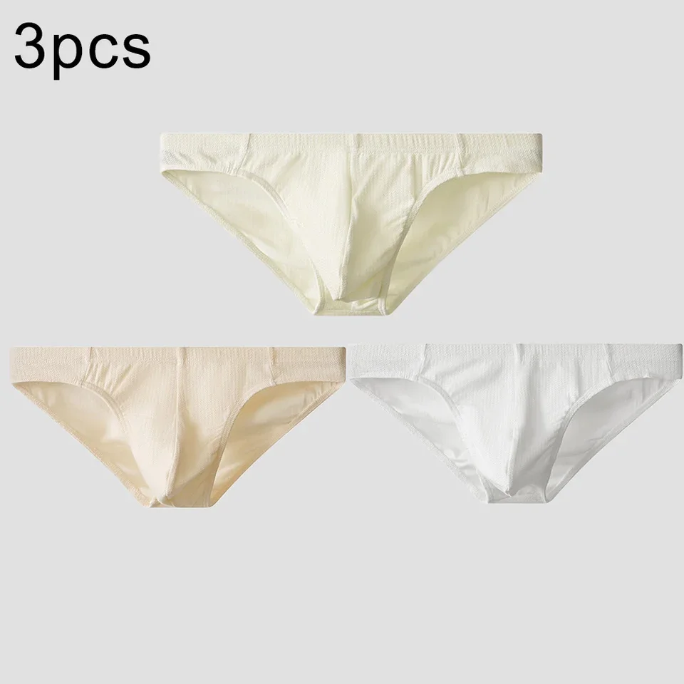 3PCS Men Cotton Soft Underwear Hombre Panties Breathable Cotton Underwear U Bulge Pouch Solid Color Briefs M-XXL Large Size
