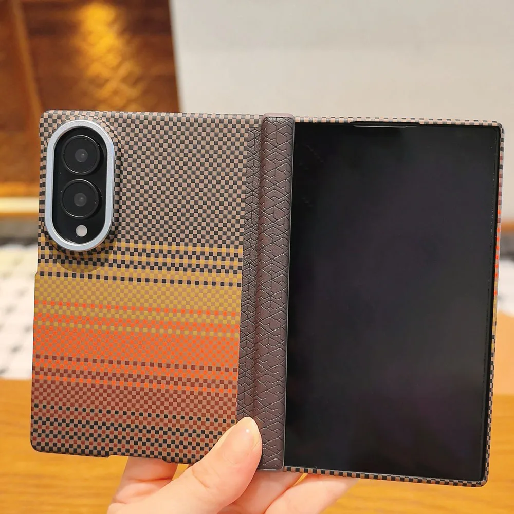 Busienss Luxury Ultra Slim Carbon Fiber Pattern Case For Samsung Galaxy Z Fold 8 for Magsafe Alloy Lens Shockproof Protect Cover