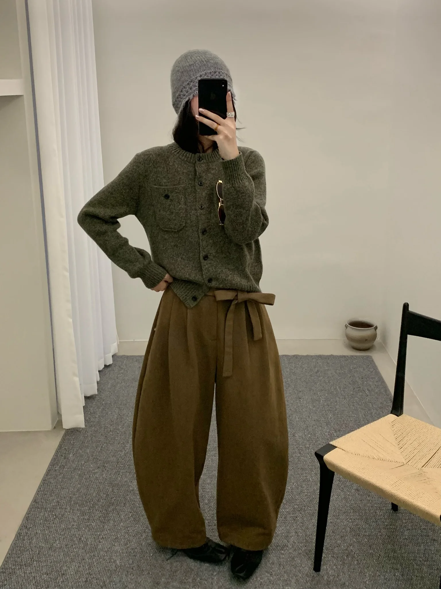 

Slimming Wide Leg Casual Pants Women's High Waist Bule Straight Cut Loose Fit Versatile Drapey Comfortable Faionable